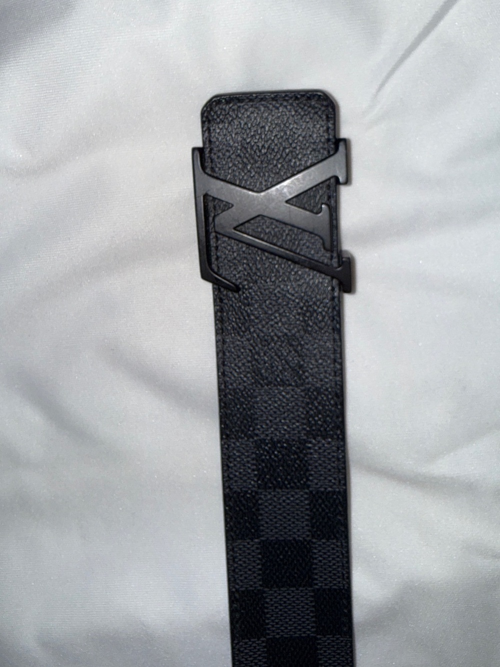 Louis Vuitton Black Damier Graphite Belt with Black LV Buckle.Size 100/40